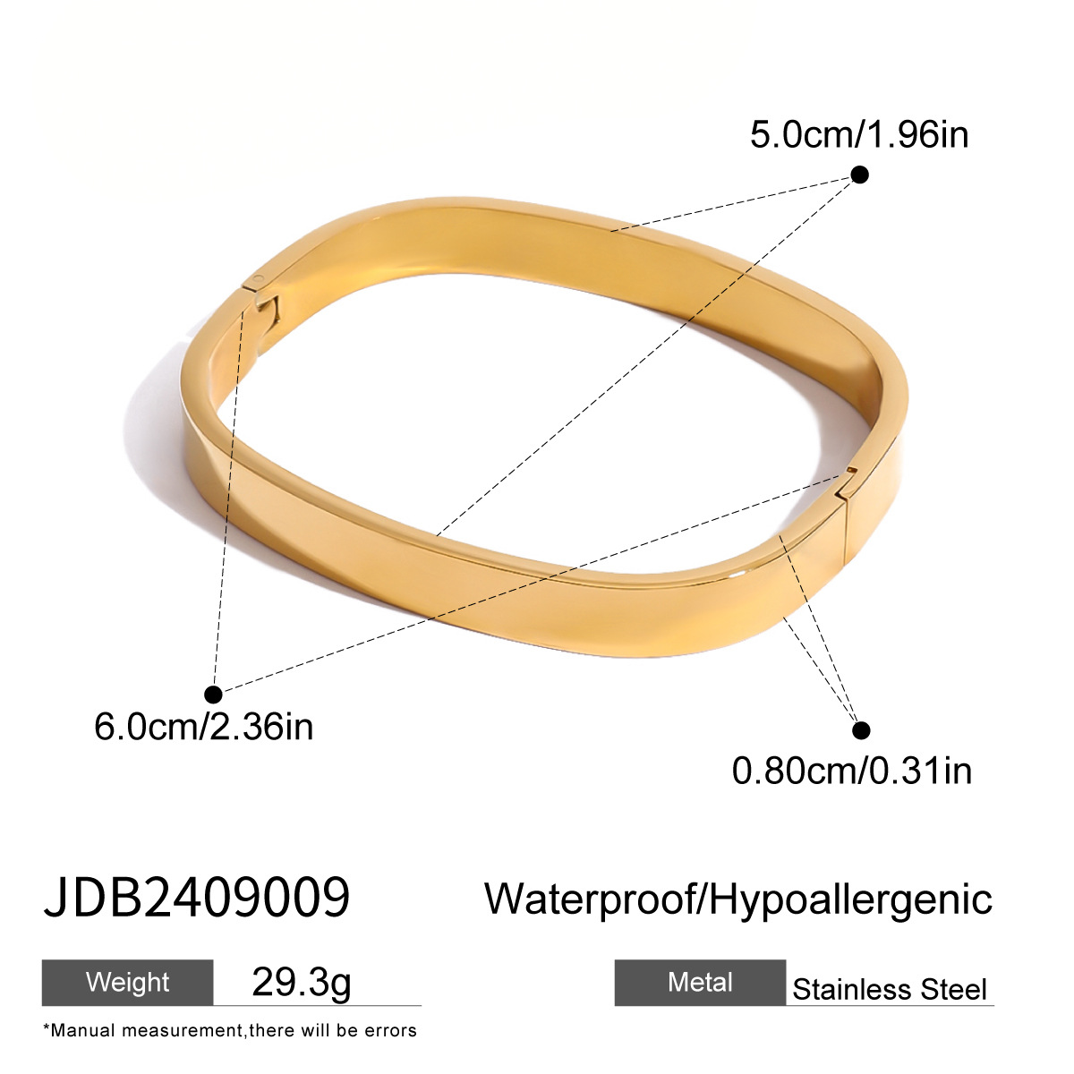 1 Piece Simple Classic Style Geometric Shape Stainless Steel  Gold Color Women's Bangle h5 